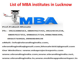 List of MBA institutes in Lucknow
 