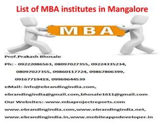 List of MBA institutes in Mangalore
 