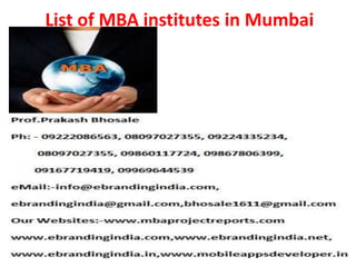 List of MBA institutes in Mumbai
 