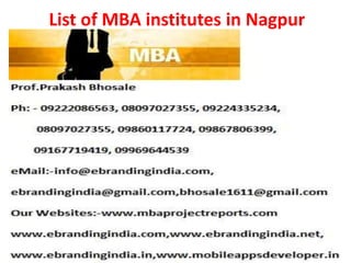 List of MBA institutes in Nagpur
 