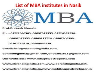List of MBA institutes in Nasik
 