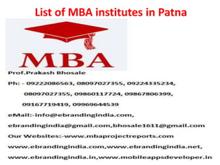 List of MBA institutes in Patna
 