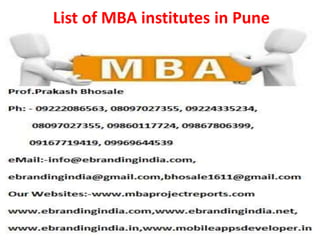 List of MBA institutes in Pune
 