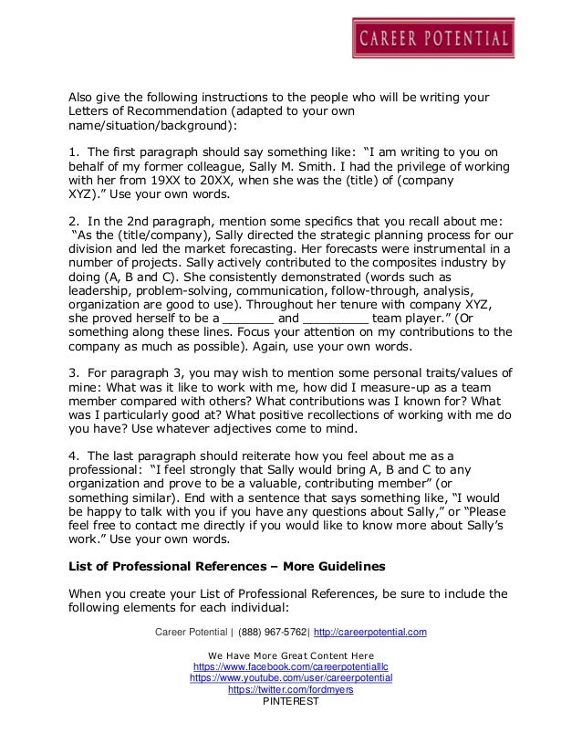 list of professional references