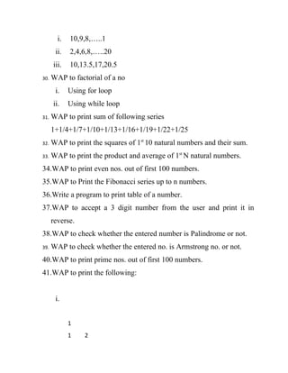 List of programs for practical file | DOC | Computing | Technology ...