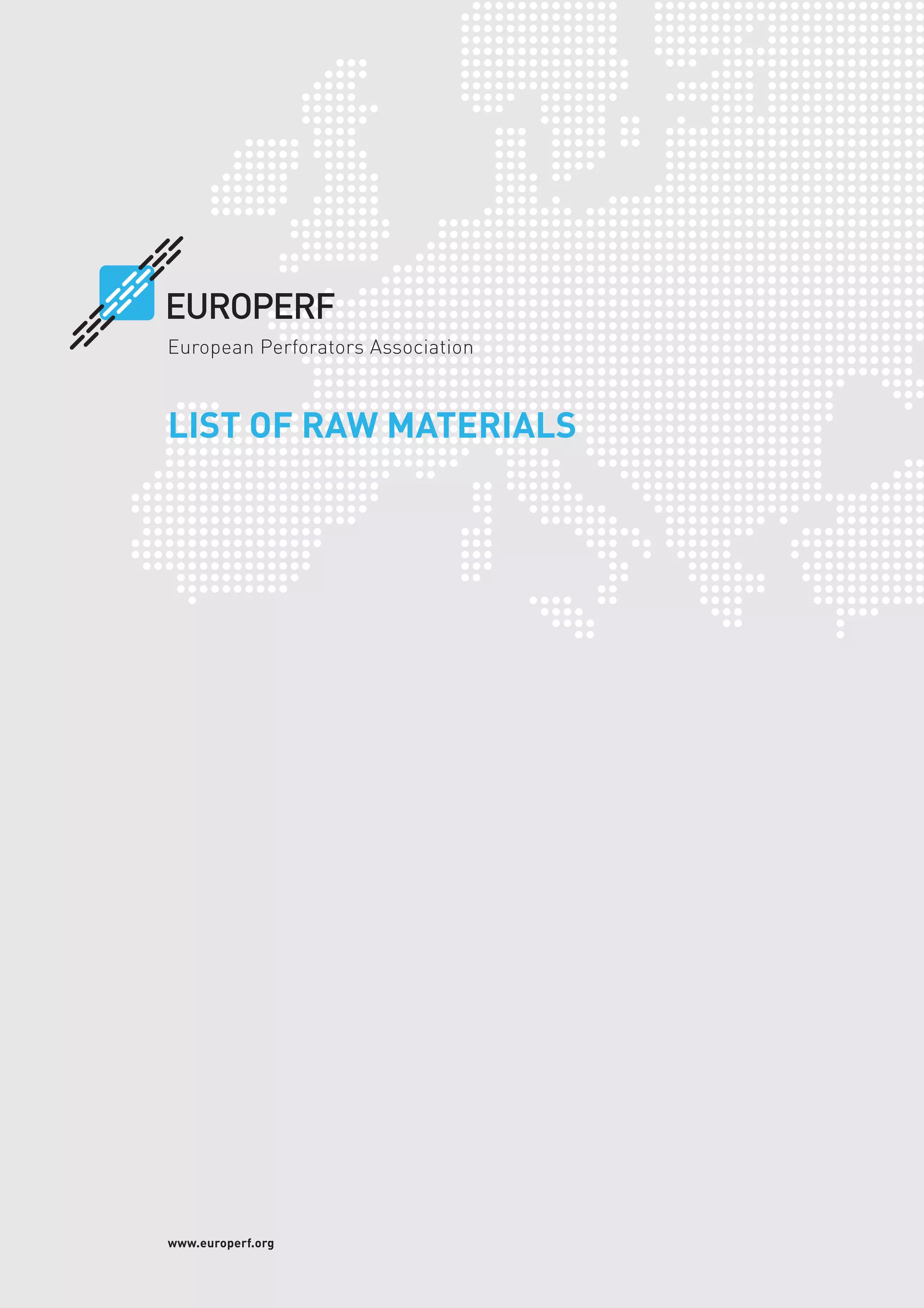 List of Raw Materials PDF