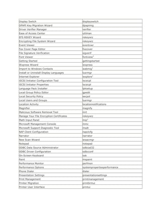 List of run commands in windows 7 | DOCX