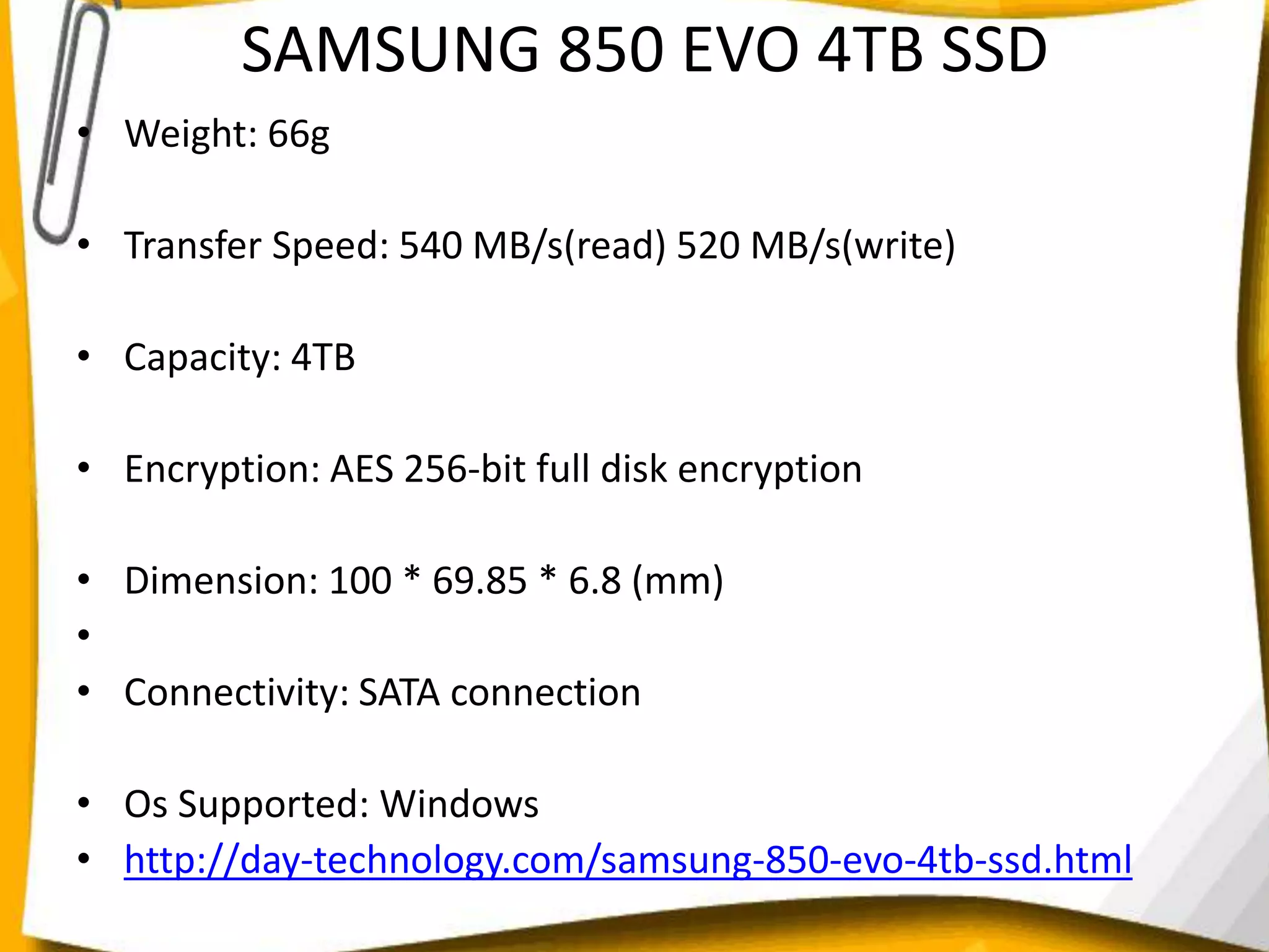 List of samsung harddrive with specification | PPTX