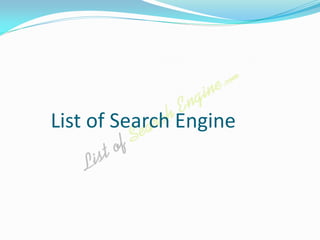 List of Search Engine
 