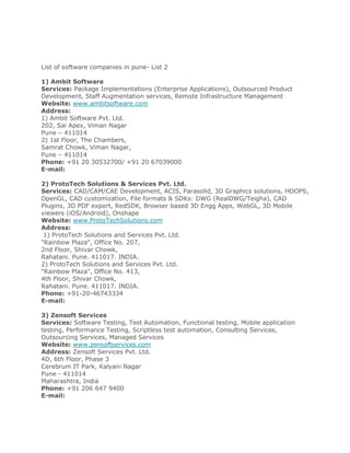 List of software companies in pune | PDF