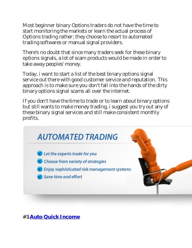 Signal services for binary options
