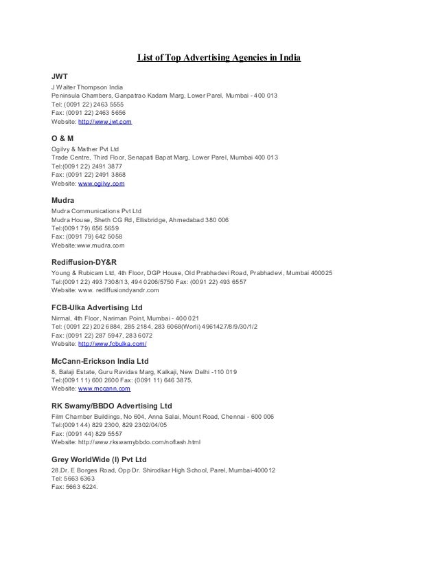 List of top advertising agencies in india
