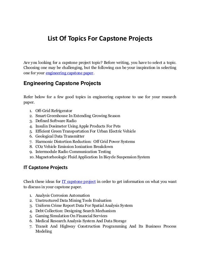capstone research topics engineering
