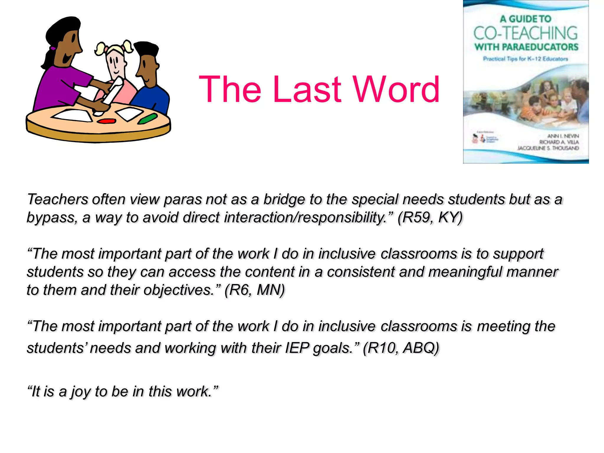 Paraeducators in Inclusive Settings Share Their WIZdom