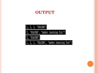 Python list operations - List operators in python.pptx