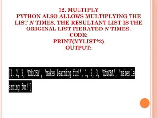 Python list operations - List operators in python.pptx