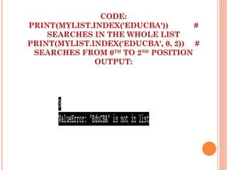 Python list operations - List operators in python.pptx
