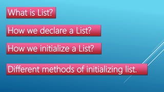 LIST IN PYTHON | PPTX | Programming Languages | Computing