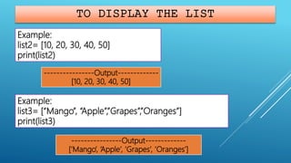 LIST IN PYTHON | PPT