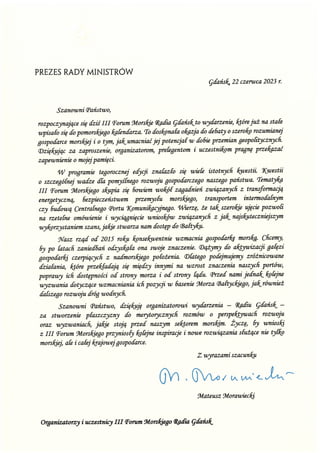 List od premiera Mateusza Morawieckiego 