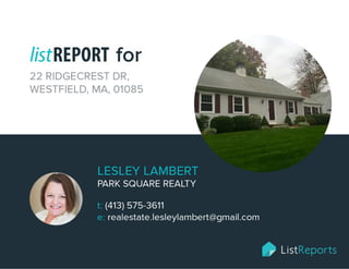Learn about the Ridgecrest section of Westfield - 22 Ridgecrest Drive, Westfield MA Home for sale