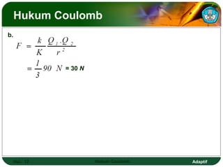 Adaptif
Hukum Coulomb
Hal.: 12 Hukum Coulomb
b.
= 30 N
 