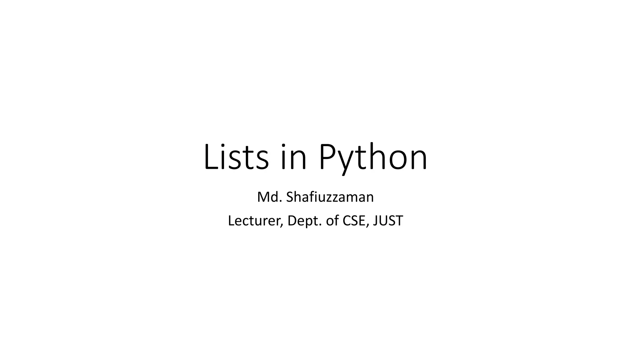 Lists in Python | PPT