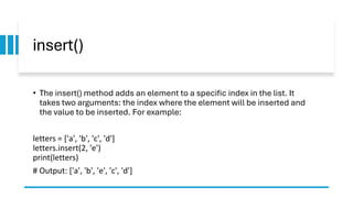 Lists and its functions in python for beginners | PDF