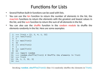Lists on the pyhton to learn the children more easily on easy codes.pptx