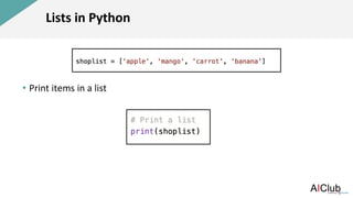 Lists and loops | PPT
