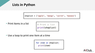 Lists and loops | PPT