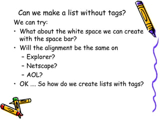 Lists, formatting, and images | PPT