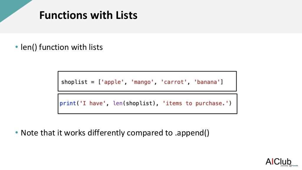 Lists methods