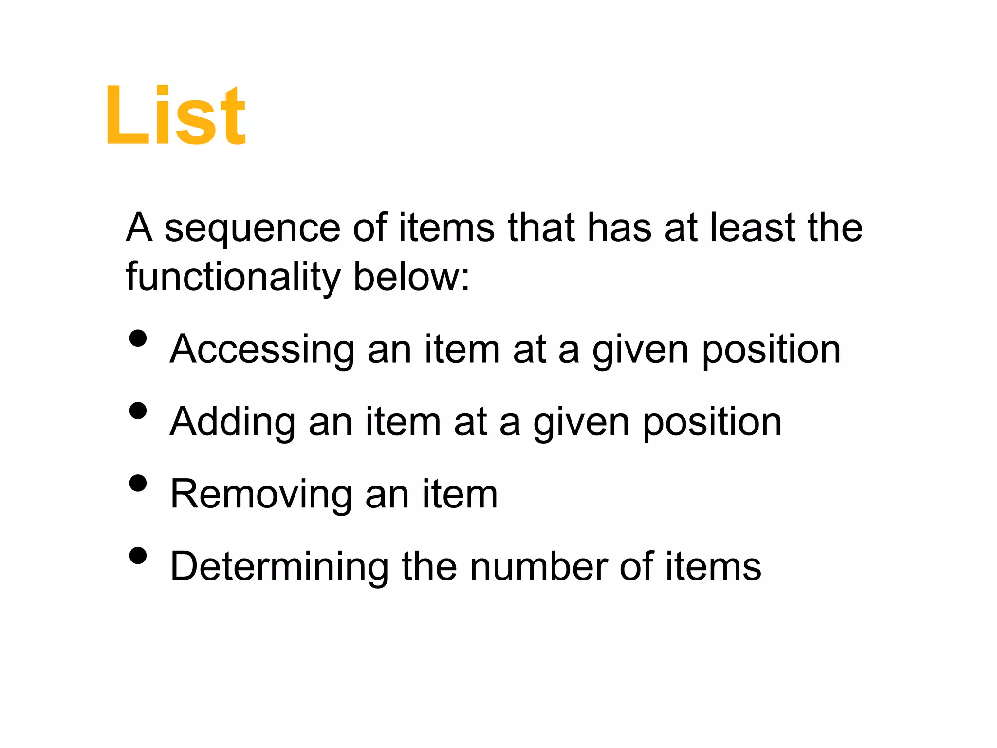 Lists, queues and stacks 1 | PPT
