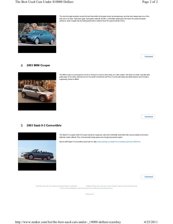 The Best Used Cars Under 10000 Dollars