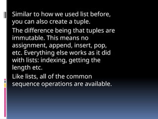 Python list tuple dictionary presentation | PPTX