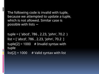 Python list tuple dictionary presentation | PPTX