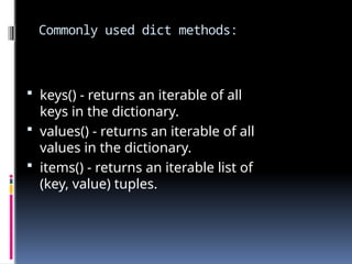 Python list tuple dictionary presentation | PPTX