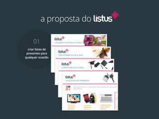 a proposta do

     01
  criar listas de
 presentes para
qualquer ocasião
 