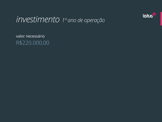 investimento 1º ano de operação
valor necessário
R$220.000,00
 