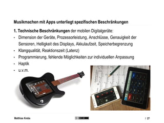 Matthias Krebs
Veränderter Umgang mit Musik
Musik als Kunstwerk, lediglich Nachvollziehbares, Konsumierbares, an das Kinde...