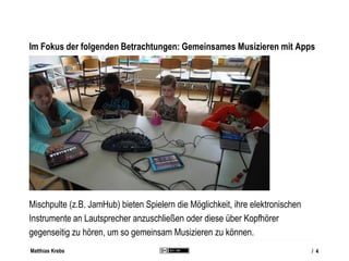 Matthias Krebs
Forschungsstelle „Appmusik – Formen musikalischer Praxis mit Apps“
Neben der Aufarbeitung des neuartigen Fe...