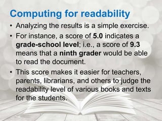 Readability (in literature) part 1 | PPTX