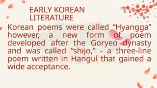Literature 4-E Korean Literature and History | PPTX