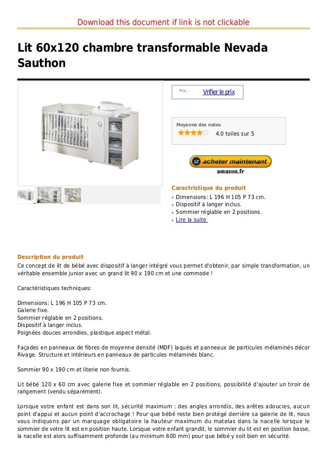 Lit 60x1 Chambre Transformable Nevada Sauthon Lit 60x1 Chambre Transformable Nevada Sauthon