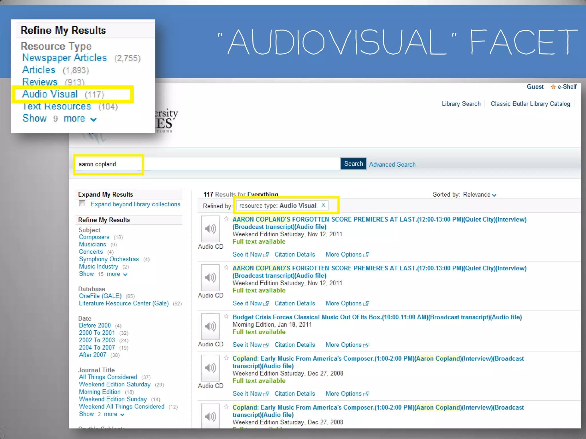 “Audiovisual” facet
 