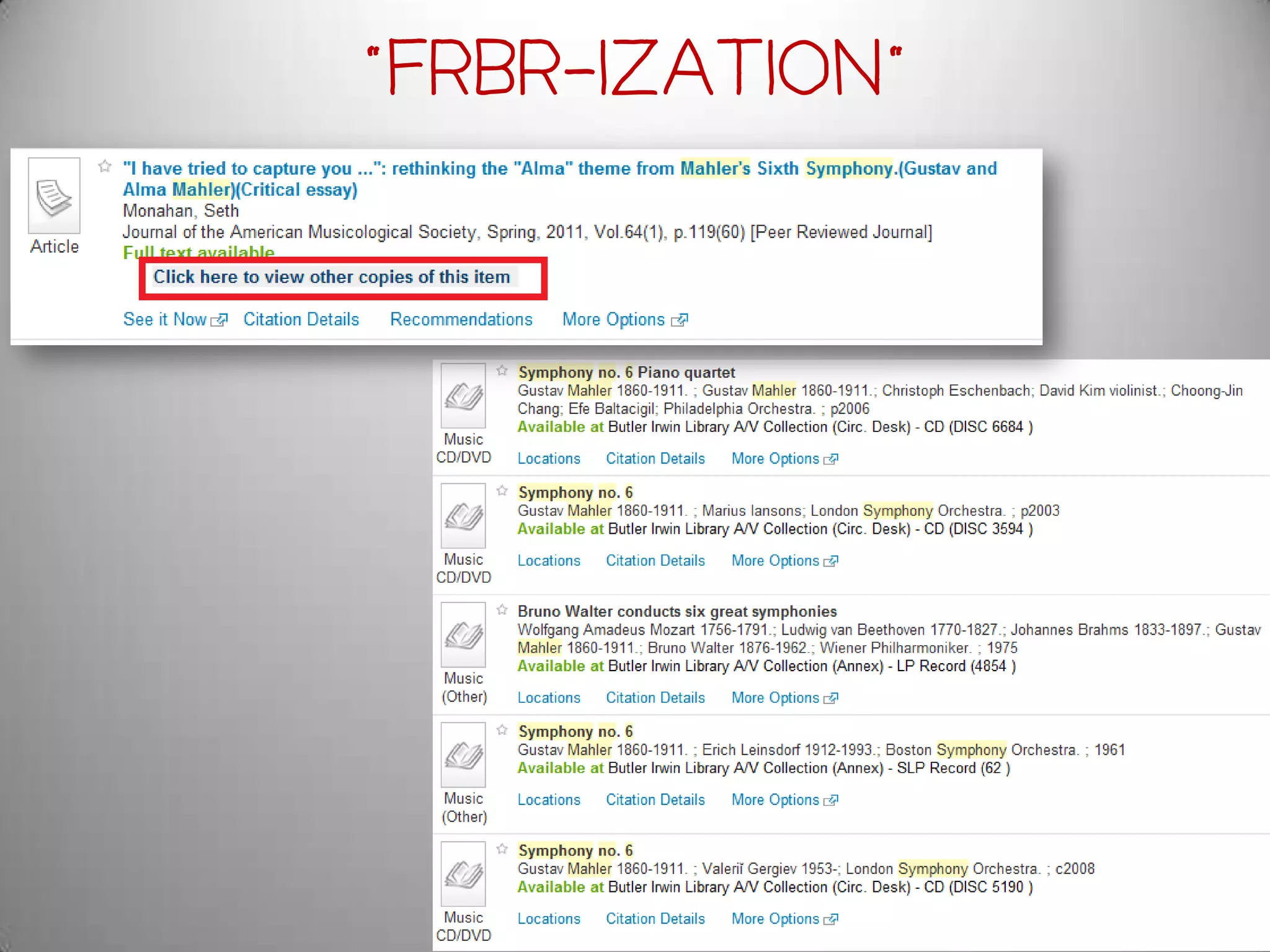 “FRBR-ization”
 