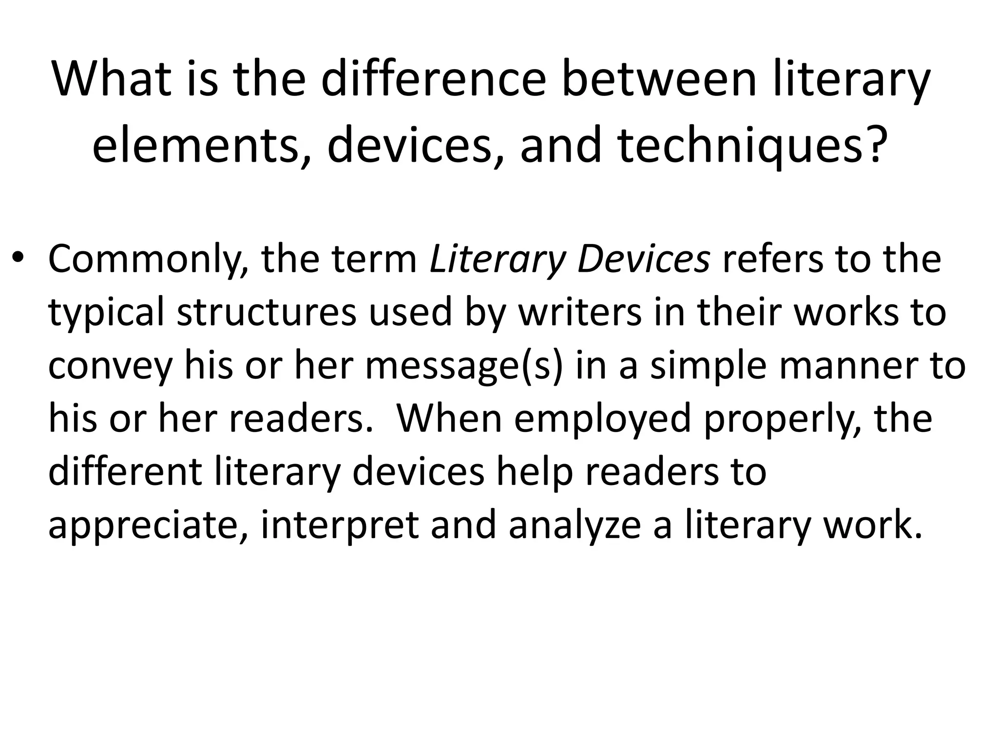 Literary Devices Techniques