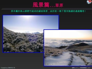 風景篇… 草原 南華山 033_m, 奇南滑雪道 _2434 原本屬於高山矮箭竹組成的緩坡草原 ， 由於前一晚下雪而點綴的處處驚奇 ! 