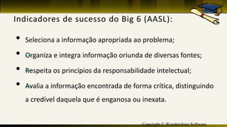 Copyright © Wondershare Software
• Seleciona a informação apropriada ao problema;
• —Organiza e integra informação oriunda de diversas fontes;
• —Respeita os princípios da responsabilidade intelectual;
• —Avalia a informação encontrada de forma crítica, distinguindo
a credível daquela que é enganosa ou inexata.
 